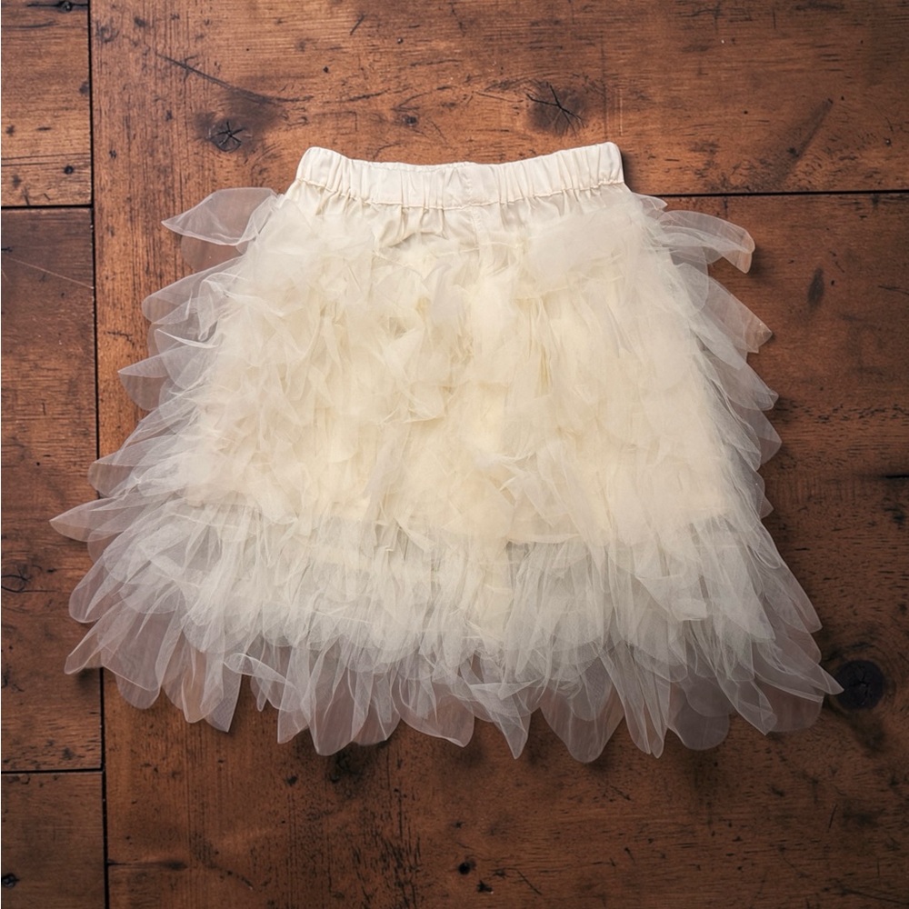 Cutey N Coolty Cream Tulle-Ruffled-Skirt - Picture 2 of 5